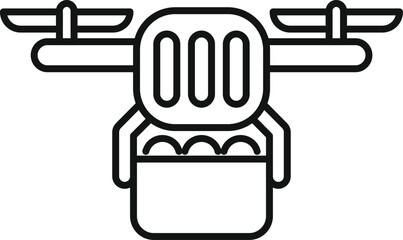 Poster - This simple design represents a drone carrying a package, perfect for illustrating delivery services