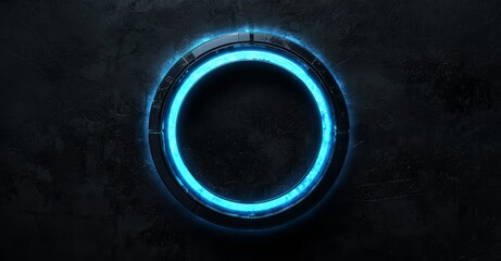 Poster - Motion graphics, sci-fi, futuristic HUD user interface with dotted line and particle element on isolated black background. Target area of the search and subject of scan.