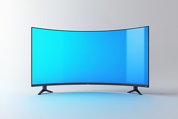 Aufkleber - Mockup of a smart TV with a blank blue screen connected to a smart device, with a mixture of digital 3d illustration and matte painting.