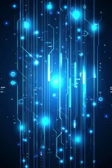 Aufkleber - A blue and white background with an abstract technological hud