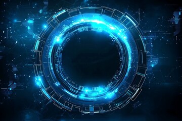 Fototapete - A futuristic technology interface hologram interface with digital data chart, communication, and automatic learning algorithms