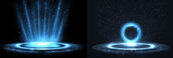 Aufkleber - A holographic hud circle with a blue glow on a transparent background in 3D