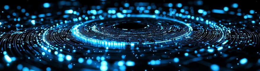 Aufkleber - A holographic circle with blue glow 3D illustration on a transparent background