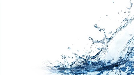 Poster - A blue water wave with splashes and drops isolated on a transparent background.