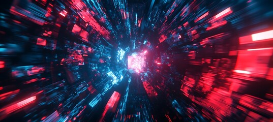 Poster - a futuristic city with towering skyscrapers and digital holograms