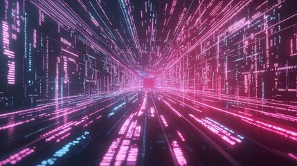 Aufkleber - Enjoy breathtaking HD motion graphics of data centers, servers, and internet speed in an abstract futuristic HUD tunnel, where technology reigns supreme