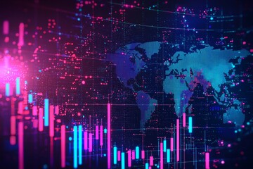 Aufkleber - 3D rendering of a growing forex chart against a dark background. Stock, trade, and growing income concept.