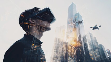 Poster - Building Digitalization Technologies Using Virtual Reality Software Creating and Developing Commercial Houses Future of Real Estate Development: Stock Images