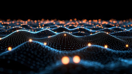 Aufkleber - Dot particles make up this 3D render of an abstract background. Finance graphs with details. Complex repeatable graphs.