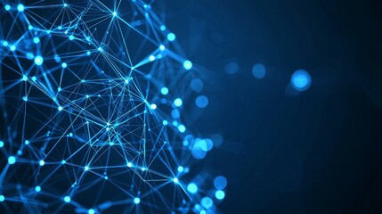 Leinwandbilder - Digital network connection on blue background with 3D rendering
