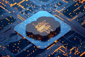 Fototapete - The cloud technology icon represents a global business concept for online shopping
