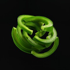 Canvas Print - Green pepper slices swirl in mid-air.