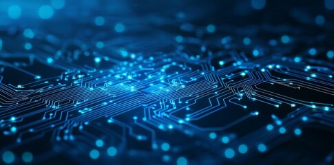 Leinwandbilder - A 2D illustration of an abstract futuristic electronic circuit technology background