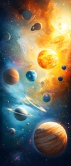 Wall Mural - Solar System Planets and Nebula.