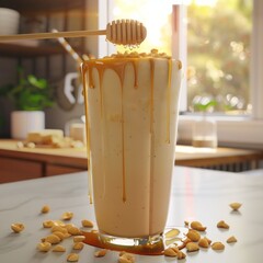 Sticker - Honey Drizzling onto a Creamy Peanut Butter Milkshake.