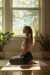 © spyrakot - Morning Pilates Session in Sunlit Minimalist Living Room with Modern Decor