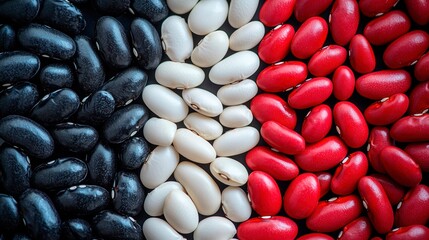 Wall Mural - Colorful assortment of beans arranged in a flag pattern on display