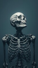 Poster - a dynamic comic book frame of a skeleton warrior rising from the grave under a full moon, with ample