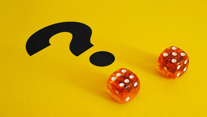 Poster - Decision-making under uncertainty with dices. Confusion about deciding which direction to go and choosing the right path