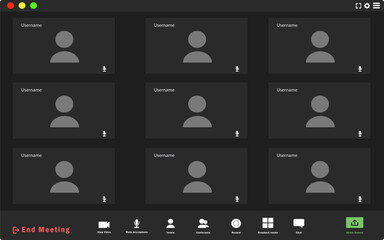 Poster - Conference meeting mouck up. Video conference user interface. Vector UI Interface.  
