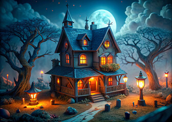 Wall Mural - halloween castle in the night