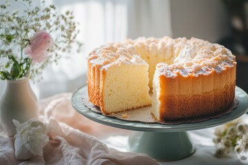 Wall Mural - Chiffon Cake, A light, airy cake made with vegetable oil and beaten egg whites, popular in the US and Asia.