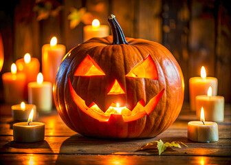 Wall Mural - halloween pumpkin with candles