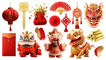 Poster - PNG Chinese festival element set, transparent background