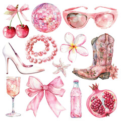 Wall Mural - PNG aesthetic strawberry girl element set, transparent background