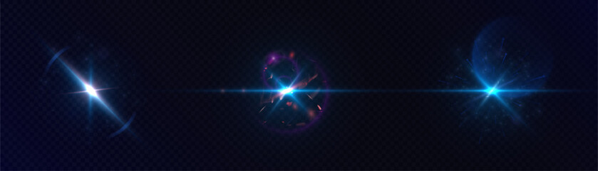 Aufkleber - Blue laser light glare effect with sparks. Abstract laser beams. Bright neon light rays. Vector