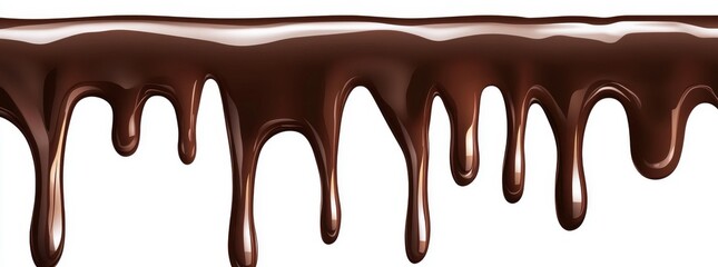 Wall Mural - The top border of this 3D clip art image dripping chocolate droplets is made with transparent background, PNG format, and Ai generated images.