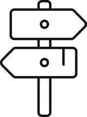 Poster - This simple, bold line icon features a wooden signpost pointing in two different directions, symbolizing a choice or decision