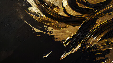 Dynamic Gold Brush strokes on black background