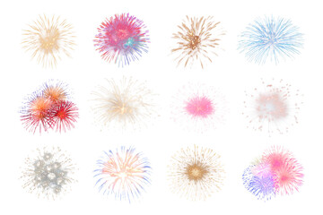 Canvas Print - PNG firework effect element set, transparent background