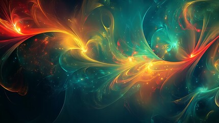 Poster - Abstract Background with Glowing Orange Lines