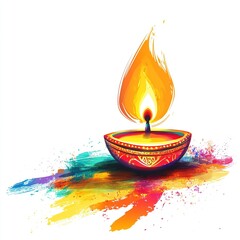 Wall Mural - Happy Diwali. graphic of Diya lantern. Indian festival of lights.