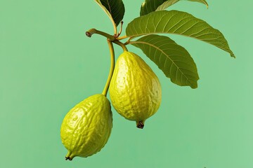 Isolated Guava on Clear Background - Vintage Botanical Representation of Tropical Fruit