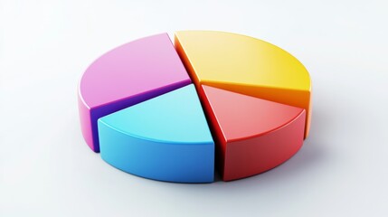 Poster - a 3d pie chart with colorful segments, floating above a white background, representing data distribu