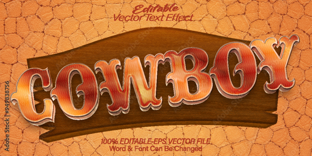 Cowboy Vector Text Effect Editable Alphabet Western Vintage Wild ...