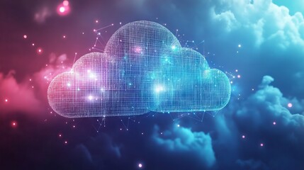 Poster - cloud computing transfer big data on internet. futuristic digital technology