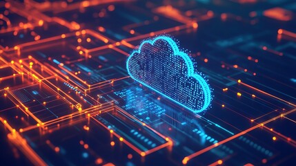 Poster - cloud computing transfer big data on internet. futuristic digital technology