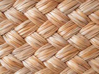 Wall Mural - Discover the intricate details of a woven basket texture, captured in a stunning macro shot using handcrafted materials.