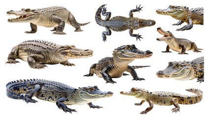 Poster - PNG crocodile element set, transparent background