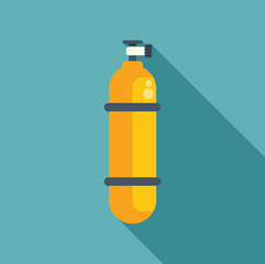 Sticker - Yellow oxygen cylinder for diving with long shadow on a blue background