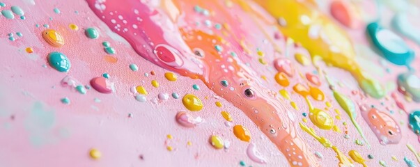 Poster - Macro shot of paint splatter on canvas creates stunning abstract art.