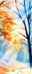 Poster - Sunbeams through Autumn Trees.