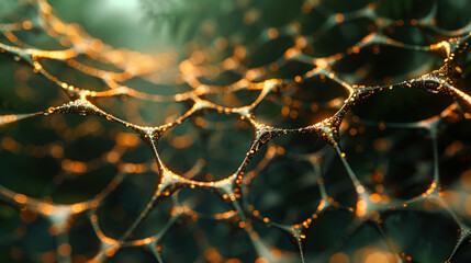 Futuristic background of hexagonal grid with glowing lines 