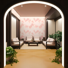 Luxury hotel lobby interior design. 3D render. 3D illustration.