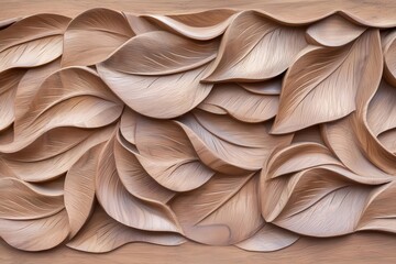 Wall Mural - Detailed wood carving texture, close up photo realistic pattern background, handcrafted artistry