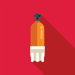 Poster - oxygen tank icon in flat style with long shadow, representing diving equipment for underwater respir